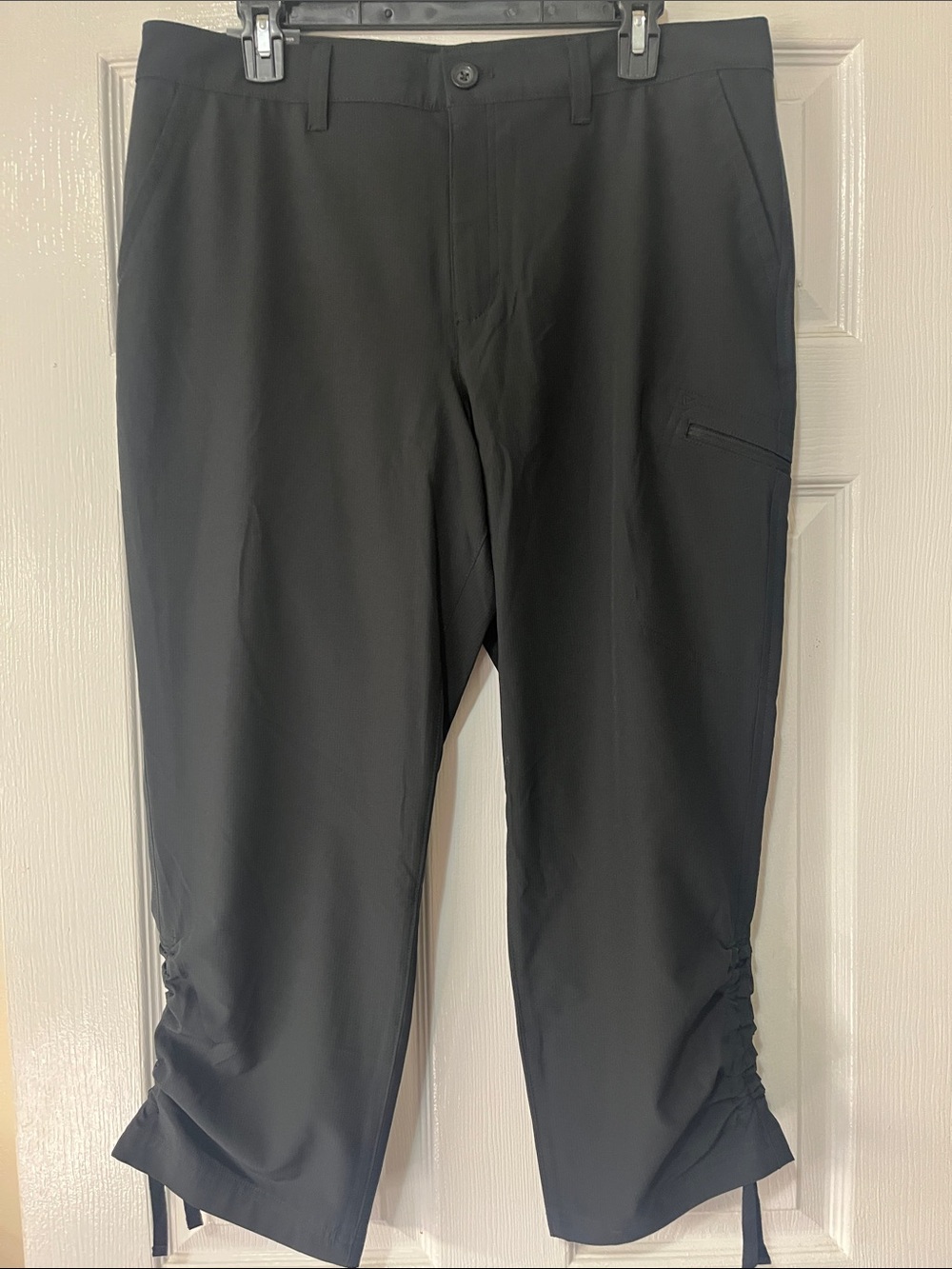 Eddie Bauer Ripstop Cropped Stretch Ankle Pants women size 12 Black NWT